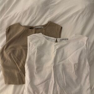 Abercrombie & Fitch White and Tan Tank Tops